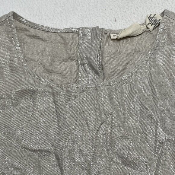 Christian Siriano Linen Sleeveless Blouse Crop Women Size S Beige Glitter Shiny - Picture 5 of 9